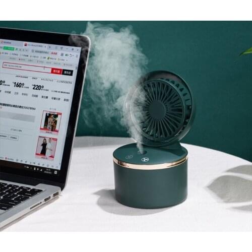 LX9B 3 Speed Misting Fan with Humidifier Desk Fan 2000mAh USB Rechargeable Air Conditioner Fan for Home Office Room Outdoor