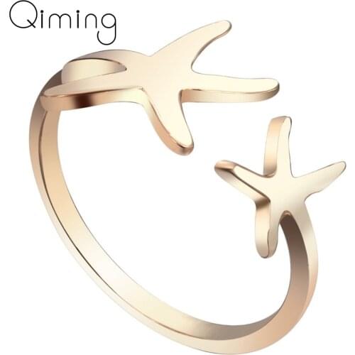 Gold fashion Ocean Starfish Ring Women Adjustable Twinkle Star Ring Nautical Beach Sea Star Cheap Rings Wholesale Jewelry
