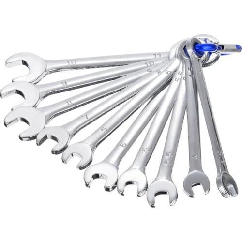 10Pcs/Set Mini Fixed Head Ratcheting Combination 11mm Open Spanner Wrench Sets Hand Tools Ratchet Handle Wrenches With Hook