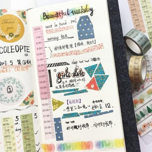 Schedule Planning Sticker Tape Time Line And Weekly Plan Washi Tape Notebook Diary Planner Diy Accessories Korean Stationery