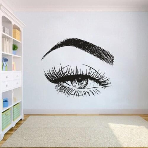 Charming Eyes Wall Decals Beauty Salon Window Poster Eyelashes Brows Vinyl Wall Sticker Make Up Studio Décor AZ923