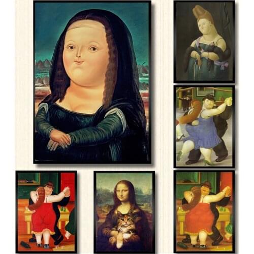 Spoof Mona Lisa Graffiti Art Canvas Painting Portrait Poster And Prints Wall Art Picture Vintage Poster Decorative Home Decor