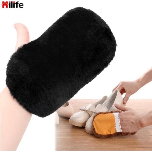 Shoe Gloves Mitt Suede Wipe Shoes Handbag Shoes Cleaner Random Color Shoe Care Brush Soft Wool Plush