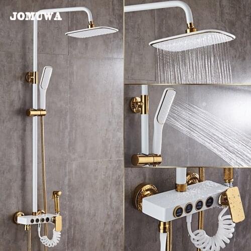 Bathroom Luxury black / white Golden shower set shower faucet gold shower set bathroom Bathtub Faucet Mixer