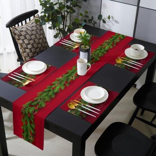 Christmas Tree Pine Needles Candy Bow Table Runner and Placemat Set Wedding Table Decor Table Runner Christmas Decor Tablecloth