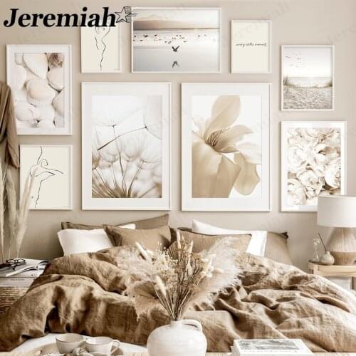 Nordic Minimalist Floral Canvas Poster Abstract Character Boho Shell Painting Wall Art Modern Living Room Home Decoration