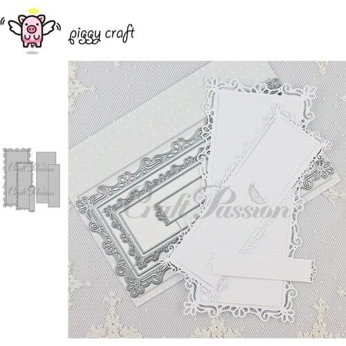 Piggy Craft metal cutting dies cut die mold Lace rectangular frame Scrapbook paper craft knife mould blade punch stencils dies