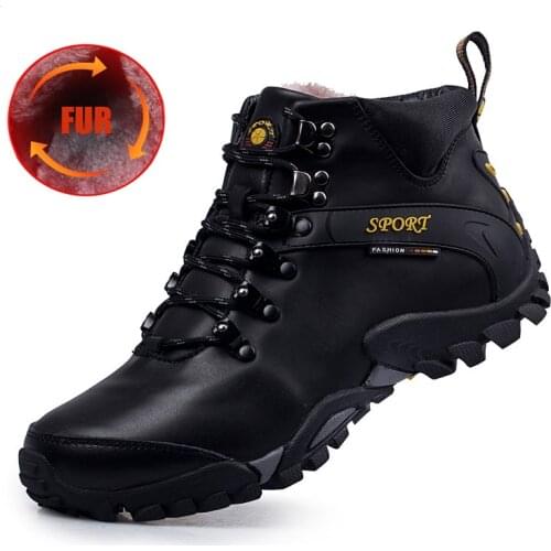 Genuine Leather Trekking Shoes Men Winter Keep Warm Hiking Climbing Boots Man Sneakers Waterproof Hunting Fishing Boots Outdoor
