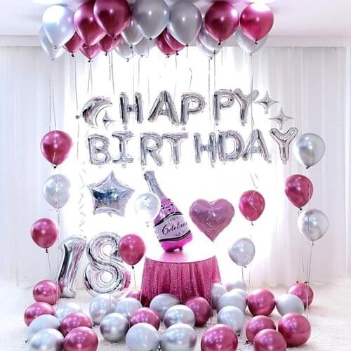 26pcs 30'' Number 18 silver Foil Balloons Metallic Air Globos Crown 18th Anniversary happy birthday Party Decorations Supplies