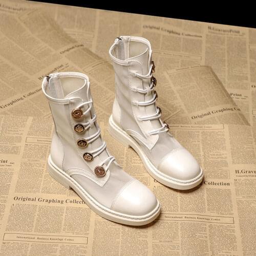 Women Martens Boots Female British Style 2021 Summer Mesh Breathable Thin White Fried Street Short Boots Hollow Sandals 2021 New