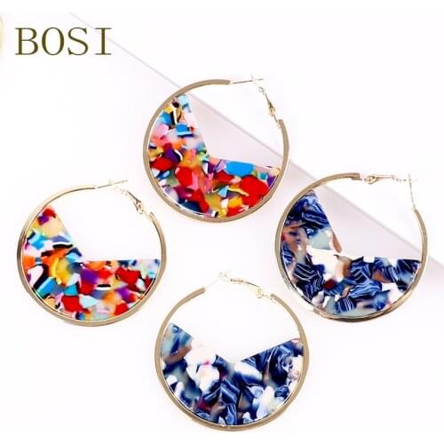 Women Hoops Earrings Fashion Jewelry Boho Earrings Minimalist Girls Simple acrylic Earings Punk Hoop Earring Rainbow bohemian