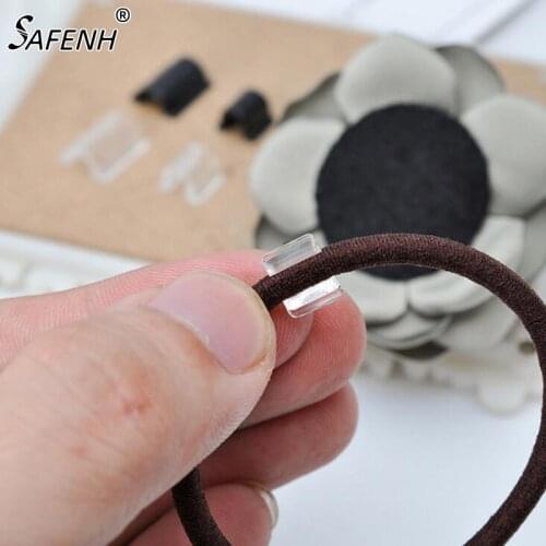 100Pcs Elasitc Rubber Band Paste Buckles For Women Girl DIY Hair Band Tie Circle Bow Accessories Hair Dressing Tool Connector