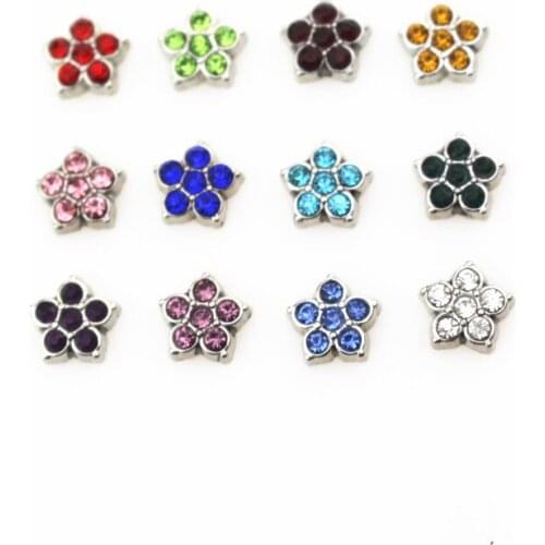 12 Colors Mixed Flowers 120pcs/lot Crystal Birthstone Floating Charms Living Glass Memory Floating Lockets Diy Jewelry