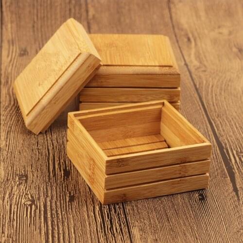 200pcs/lot Natural Bamboo Soap Dish Wooden Soap Tray Holder Storage Soap Rack Plate Box Container for Bath Shower Plate Bathroom