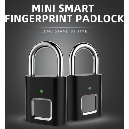 2021 Mini Smart Biometric Thumbprint Door Padlocks Rechargeable Door Lock Fingerprint Smart Padlock USB Keyless Quick Unlock