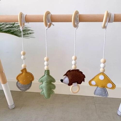 4PCS Nordic Baby Gym Playing Wooden Beads Hanging Toy Nursery Gym Play Accessories Wood Beads Hanging Decor For Kids Room Decor