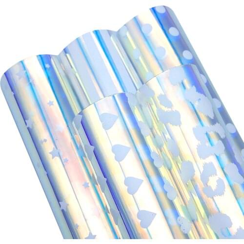 David accessories 20*33cm Transparent Iridescence PVC Faux Synthetic Leather Fabric DIY Bow Bag Decoration Material,1Yc7203