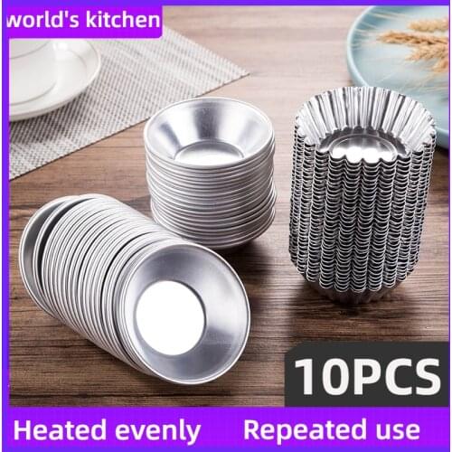 10pcs Aluminum Portuguese style Egg Tart Cupcake Mould Fruit Cake Die Mold Small Baking Tool pasteis de nata oven bake round