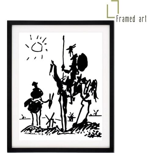Picasso framed artwork Don Quixote 1955 sketch aluminum picture frame with matboard