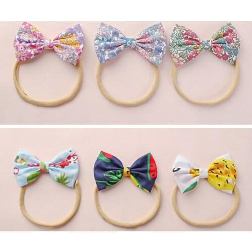 Fruit, watermelon fabric hair bows, Baby toddler child bow tie, Soft nylon headband hand made School Girl Bow Hand-Tied HB334D