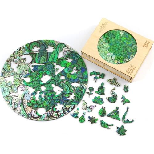 Lotus Flower Wooden Puzzle for Adults Children Plants Animal Shapes Wooden Jigsaw Relaxing Wood DIY Crafts Educational Gifts Toy