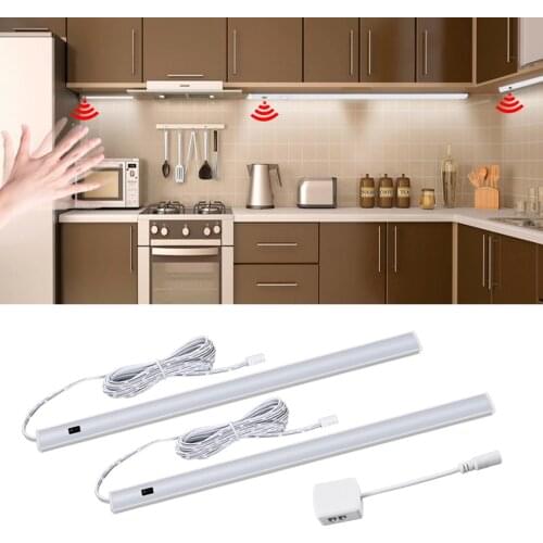 LED Under Cabinet Light With Hand Sweep Motion Sensor DC 12V 30 40 50cm LED Diode Hard Tape Night Lamp For Kitchen Bedroom