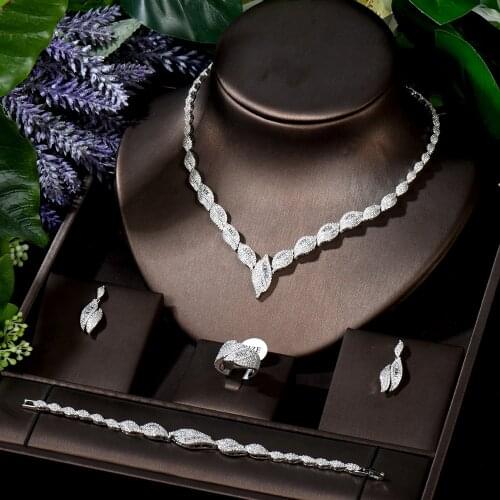 HIBRIDE New Leaf Shape Cubic Zirconia Bridal Dubai Jewelry Sets For Women Wedding Accessories Party Gifts Bijoux Femme N-1702