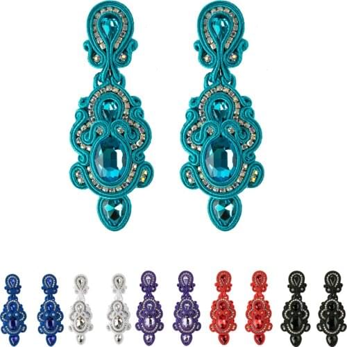 KPacTa Fashion Handmade Big Earrings Inlaid Ethnic Style Jewelry Ladies Crystal Decorative Accessories Pendant Earrings
