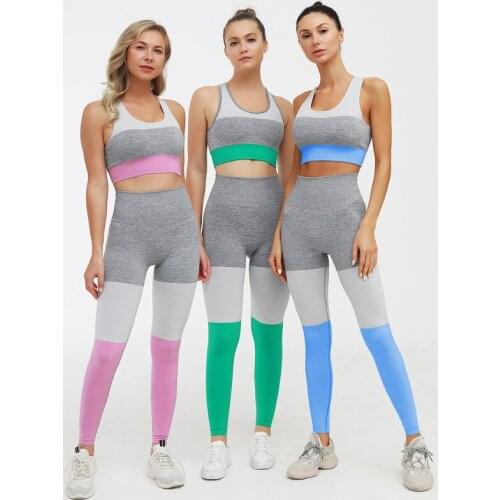 Hot Selling Women Gym Fitness Compression Workout Sport Seamless Tights Leggings Yoga Set