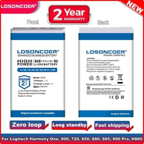 LOSONCOER 1500mAh R-IG7 RIG7 Remote Control Battery for Logitech Harmony One, 900, 720, 850, 880, 885, 890 Pro, H880