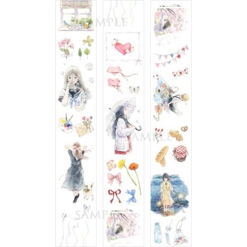 Lovely Girl Washi Masking Tapes for Card Making Bullet Journal DIY Scrapbooking Label Stickers