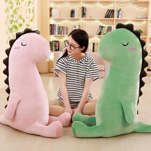 Kawaii Plush Dinosaur Plush Toys Stuffed Body Pillows Cartoon Animal Sofa Chair Cushions Home Kids Room Decoration Pink Green