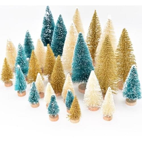 8Pcs/set Mini Christmas Tree Pine Tree DIY Christmas Decorations For Home Table Navidad Xmas Ornaments New Year Decor Kids Gift