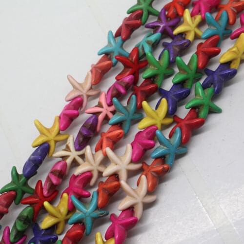 Mini. order is $7!14mm Multicolor Turquoises Starfish Shape Spacer Loose Beads 15''x2