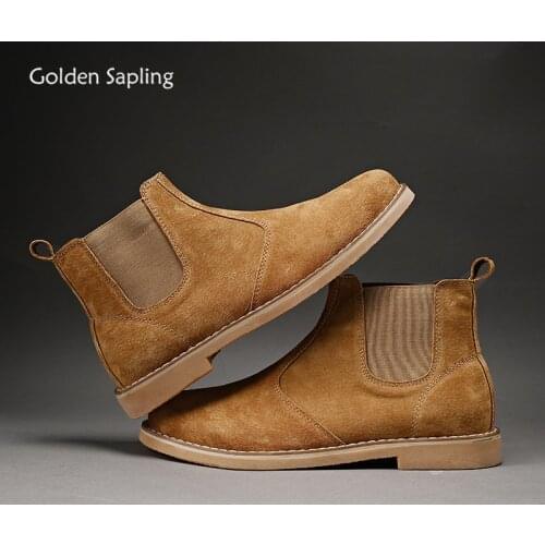 Golden Sapling Chelsea Boots Men Fashion Leather Casual Shoes Winter Footwear Classics Mens Boot Leisure Platform Retro Shoes