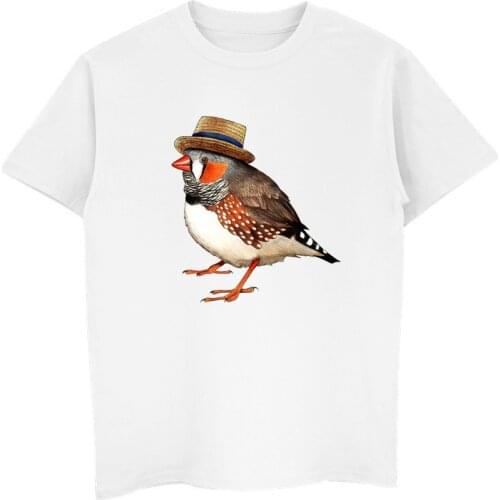 New Summer Zebra Finch Print T-Shirt Hipster Men T-shirt Novelty Bird Design Tops Fashion Ladies Casual Tees Harajuku