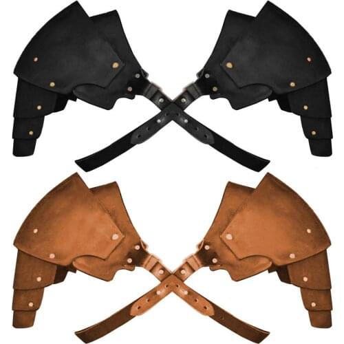 Medieval Retro Men Shoulder Armor Adjustable Light Weight Faux Leather Guard Suitable for role playing Christmas Gift