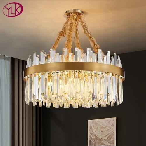 Luxury crystal chandelier for living room round modern gold light fixture dining room bedroom cristal lamps home decor lighting