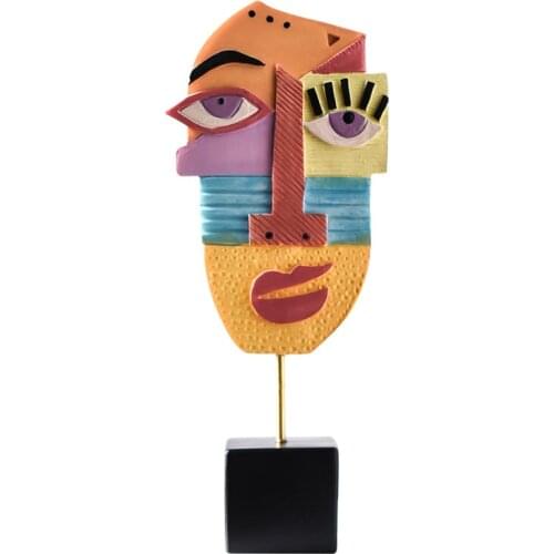 Nordic Abstract Face Art Ornaments Resin Crafts Vintage Creative Living Room Wine Cabinet Home Decoration Furnishings 24*10Cm