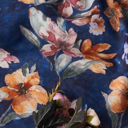 High quality ramie fabric The new spring and summer tissu Watercolor flower print tissus High-end dresses clothes material