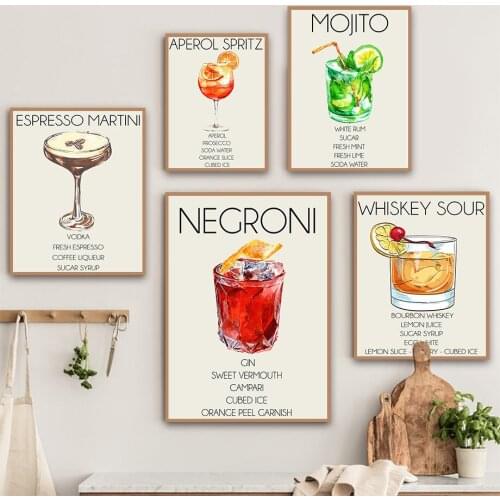 Wine Glass orange Lemon Cocktail Nordic Posters And Prints Wall Art Canvas Painting Wall Pictures For Living Room Vintage Decor