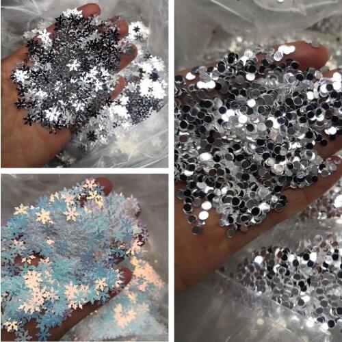 Mirror Silver Nail Glitter Sequins AB Winter Snow Flake Dots Holographic Paillettes Nail Art Decoration Tool Access