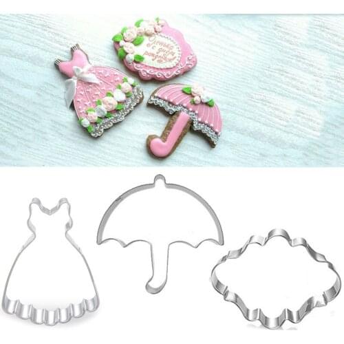 1pcs patisserie reposteria Cocktail Dress Umbrella Metal Cookie Cutter Fondant Cake Decor Biscuit Chocolate Mould Pastry Shop