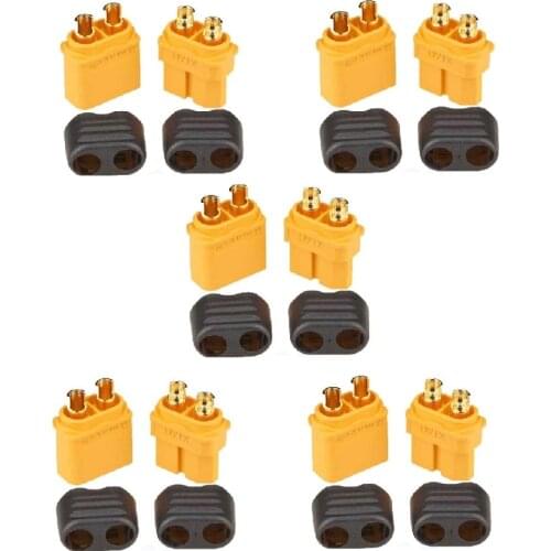 10 x Amass XT30 XT30U XT60+ Plug Connector With Sheath Housing 5 Male 5 Female (5 Pair )