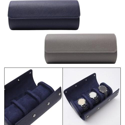 2Pcs 3 Slot Watch Box Men Watch Roll Travel Case Jewelry Bracelets Travel Case Wristwatch Gift Storage Slid in Out Organizer