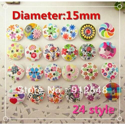 200pcs Mix Multicolor 2 Holes Wood Sewing Buttons sinicism 15mm clothing buttons,JBT1598