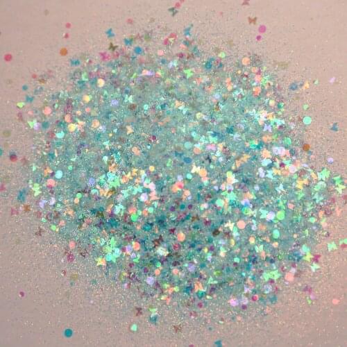 50grams in Green bunny iridescent chunky glitter mix, glitter for resin, glitter confetti, resin supply, cosmetic /Nail glitter
