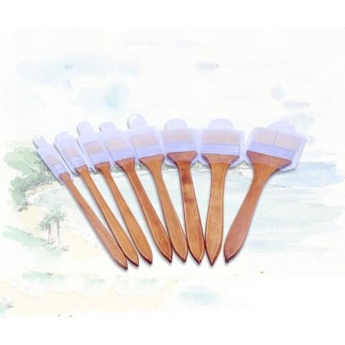 8pcs/set Wide brush pig bristle brush row pen long rod brush Shading scrubbing oil painting brush