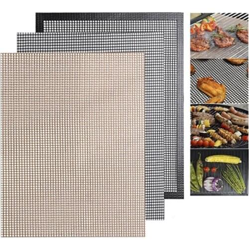 Non-stick Barbecue Mesh Mat Reusable Heat Resistance BBQ Baking Net Pad Grilling Sheet 40*33cm BBQ Liner Barbecue Tools
