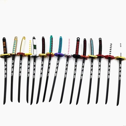 Cartoon Demon Slayer Sword Keychain Japan Anime Kamado Tanjirou Keyring Sword Metal Blade of Ghost Key Chain Men Chaveiro Props